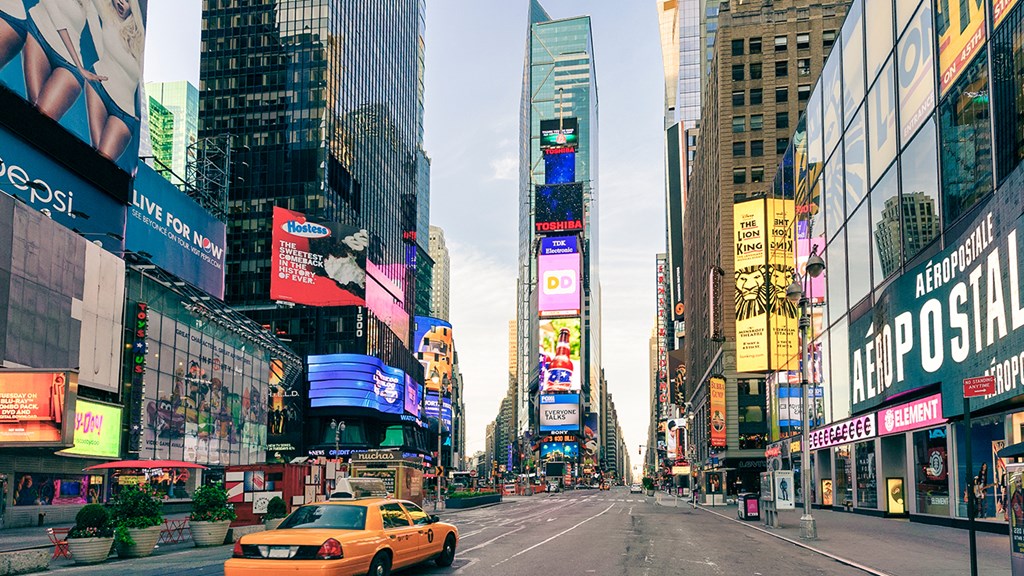 Time Square in New York, matching a scene from the Spider-Man video game
