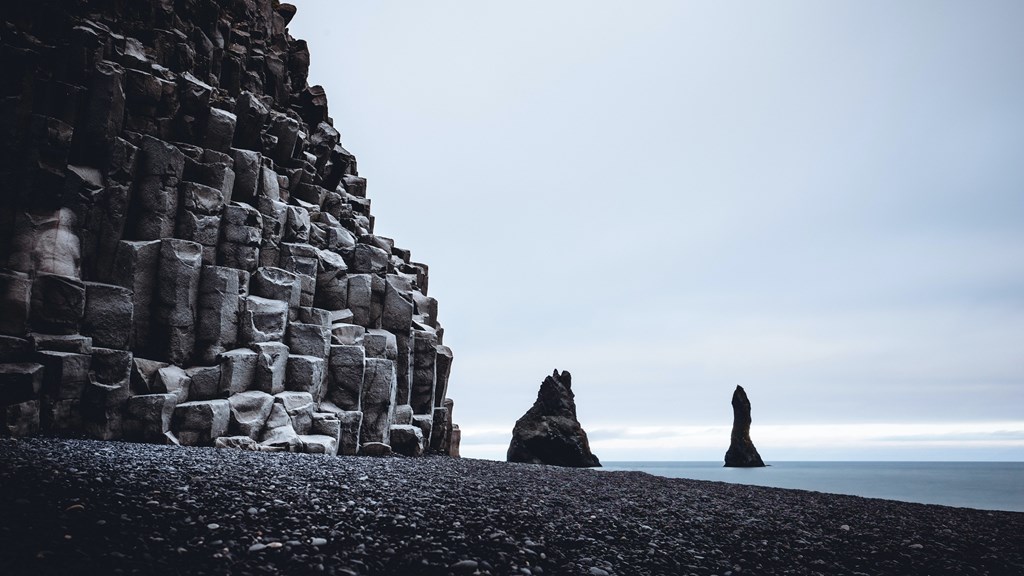 Black sand on a beach in Iceland