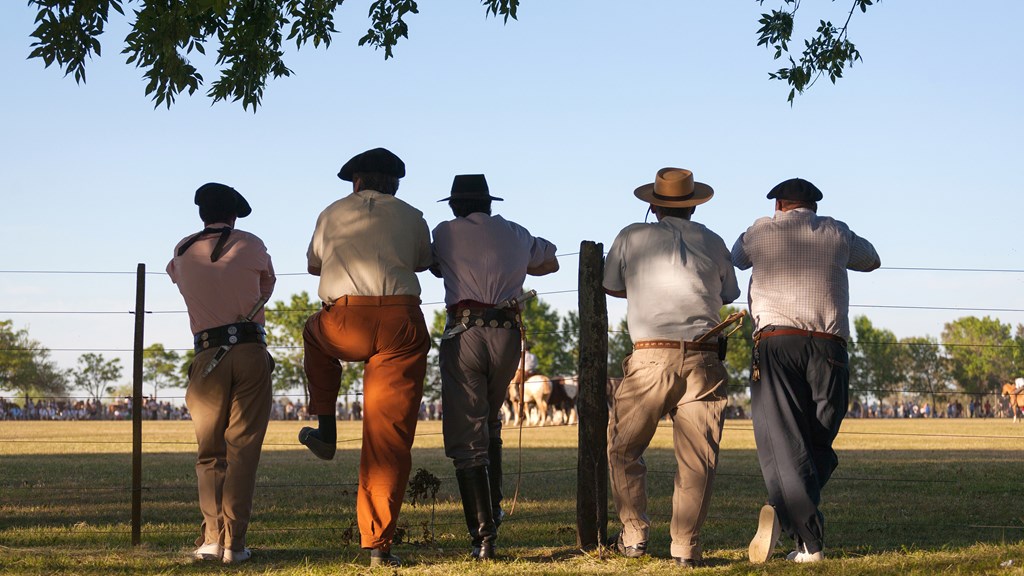 Gaucho cowboys from Argentina viewed from behind